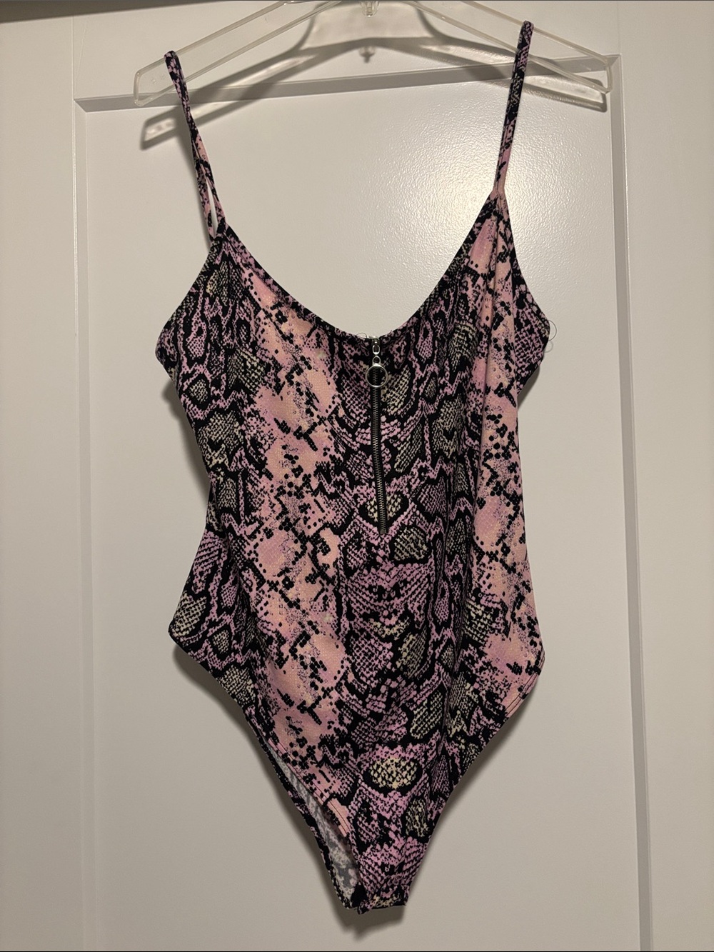 Rue 21 bonded Snake-Print bodysuit with Front Zip